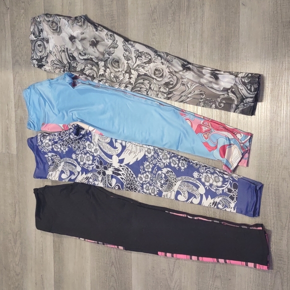 🧘LOT 4 graphic Leggings Gym Girl USA New Small Yoga Work Out pants Designer new - Picture 4 of 8